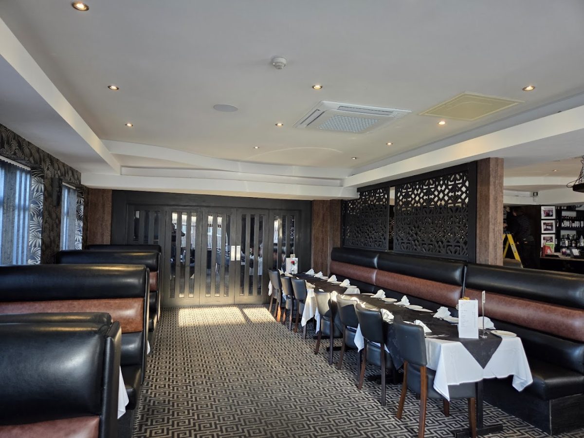 Restaurant climate control installation by Chillmasters — cassette unit in ceiling