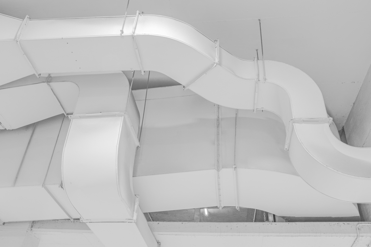 Ventilation ductwork installation in a commercial building